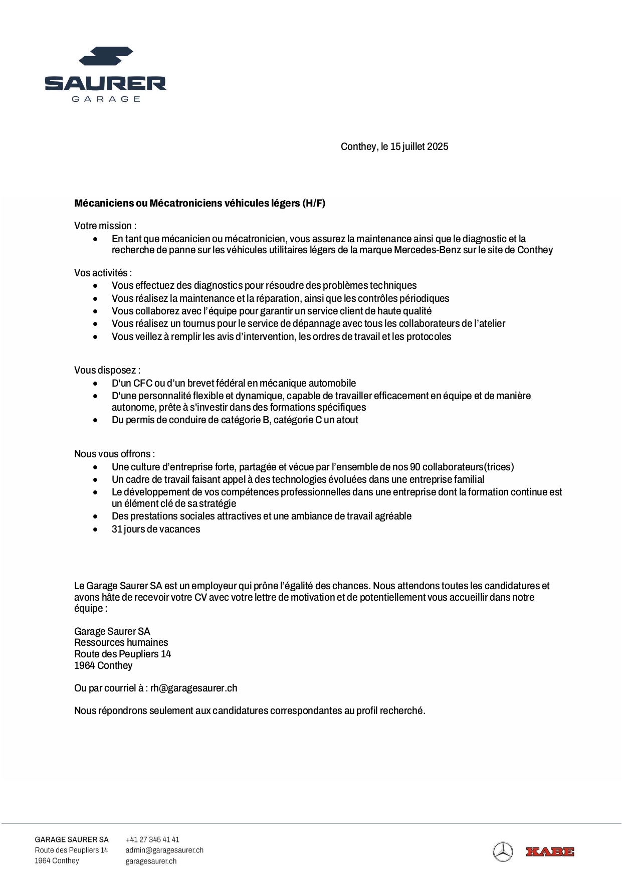 Offres d’emplois et formation